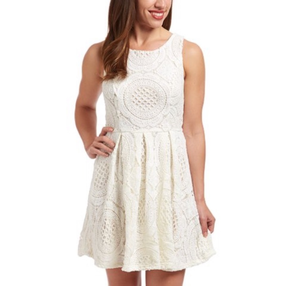 Xtaren | Ivory Lace Fit Flare Dress